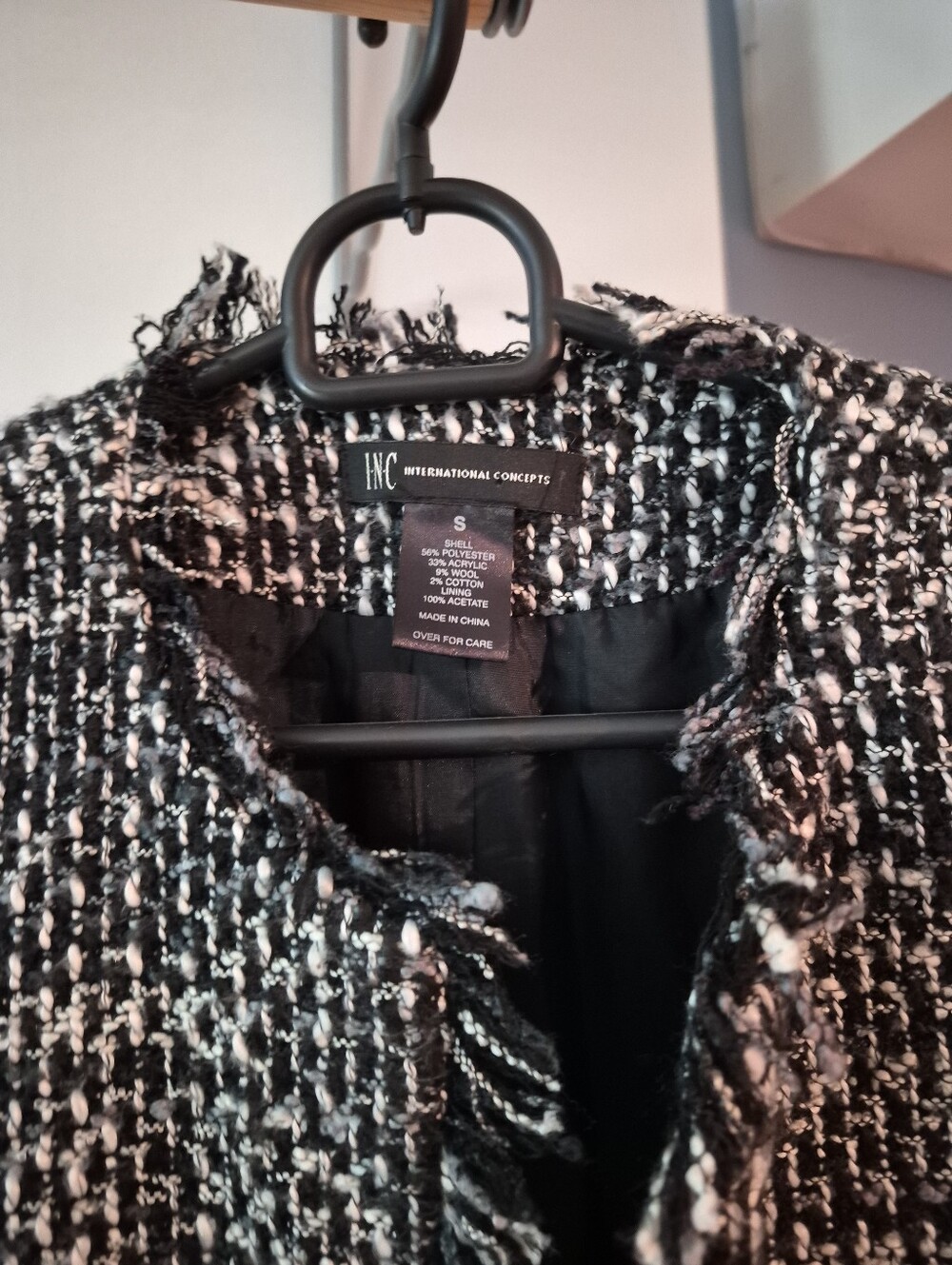 INC International Concepts Black White Tweed Long Blazer Size Small - Picture 7 of 8